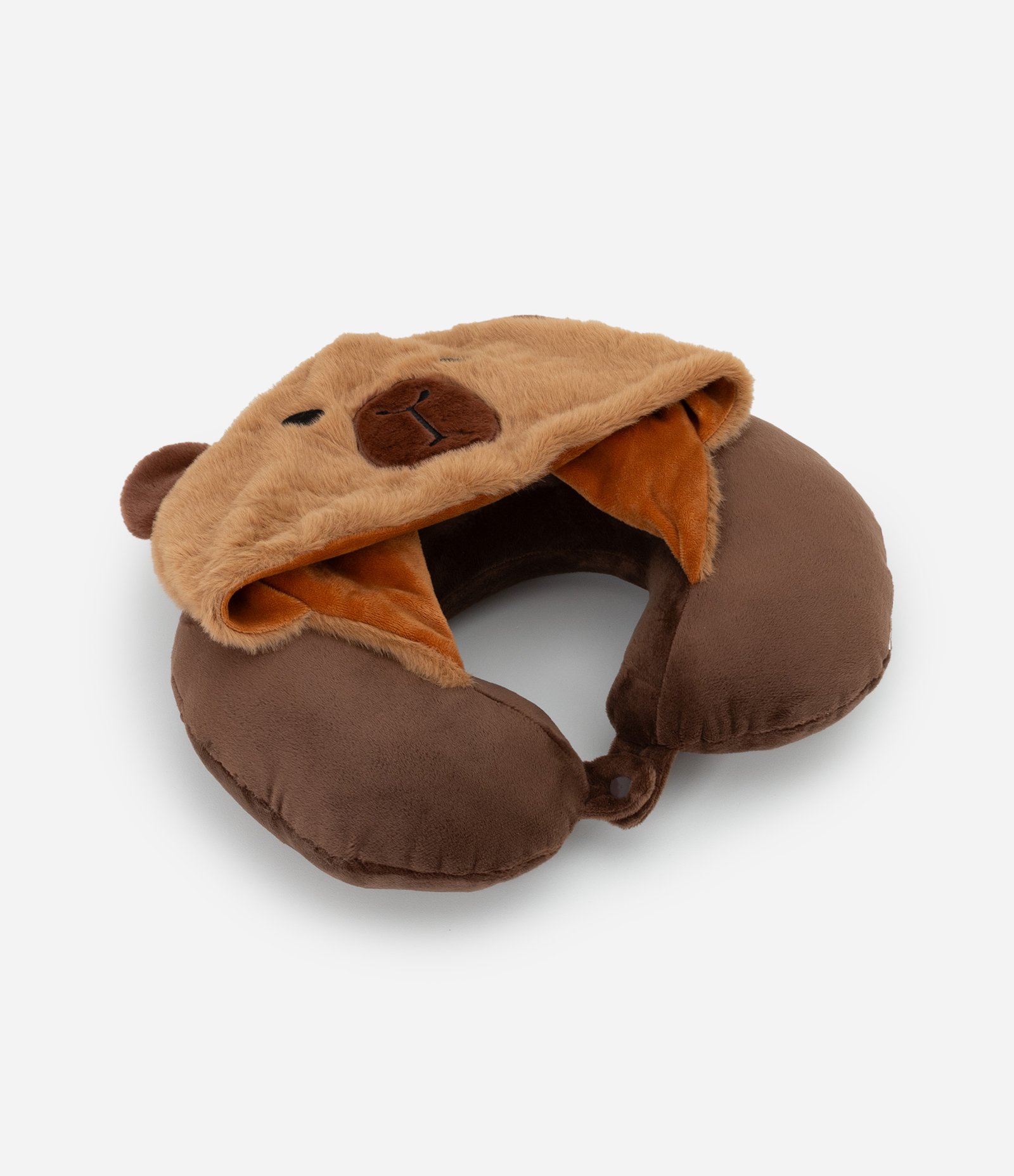 Travesseiro de Viagem com Capuz de Capivara Marrom 5