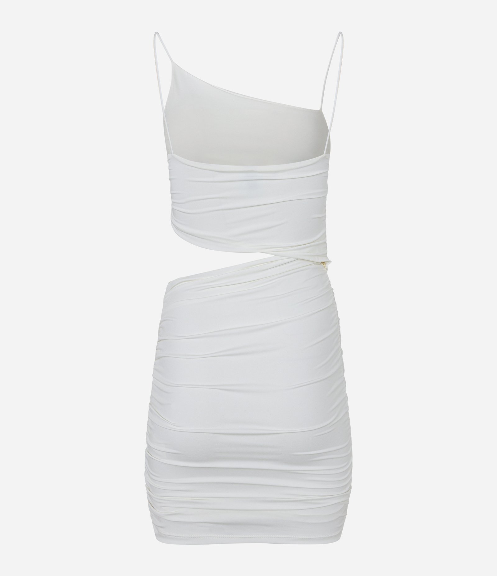 Vestido Curto em Jersey com Recorte Vazado na Lateral e Franzidinho Branco 5