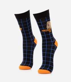 Meia Cano Alto em Algodão Estampa Capivara Skate