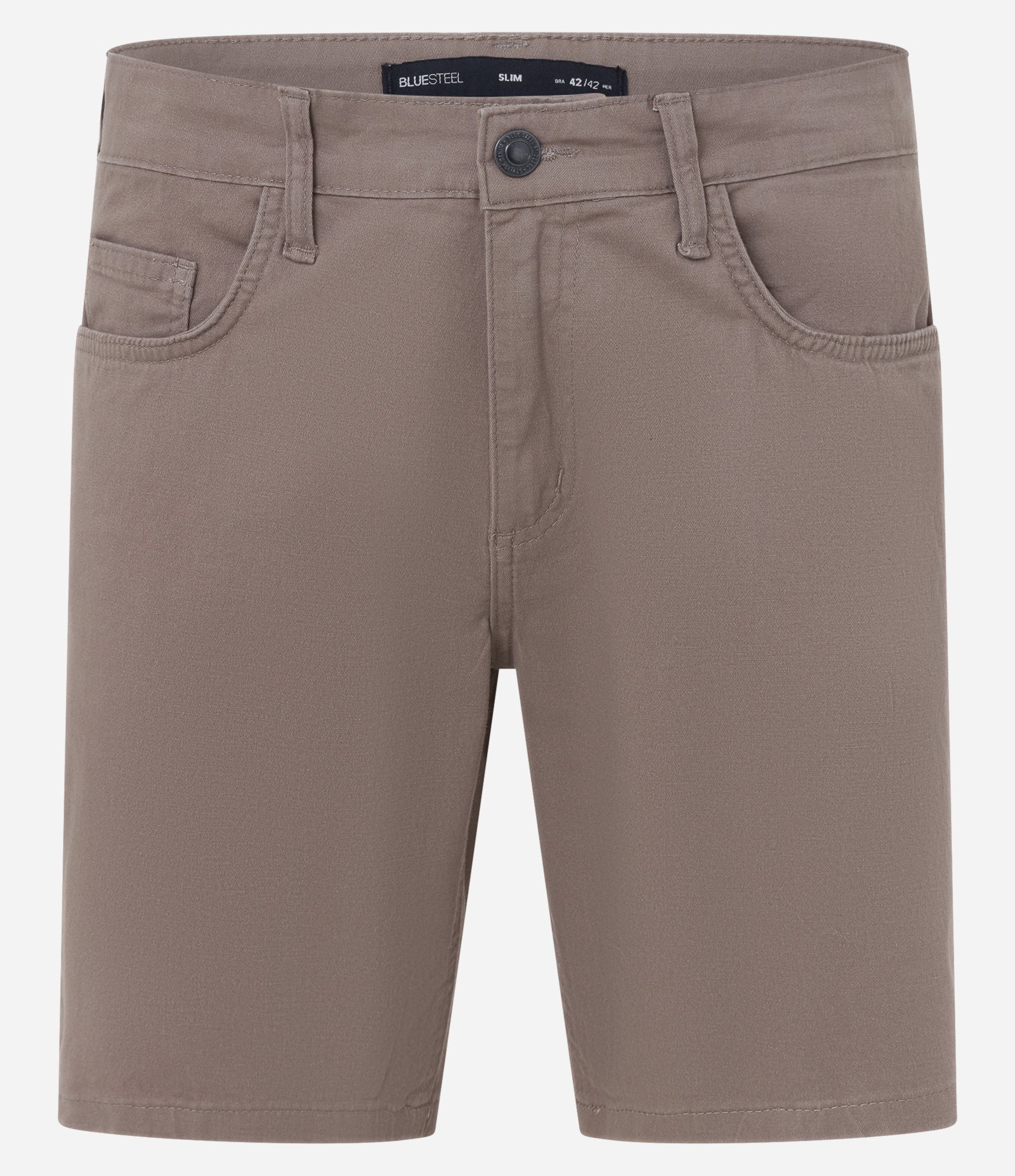 Bermuda Slim em Sarja com Bolsos Bege 6