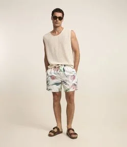 Bermuda em Microfibra com Estampa Floral