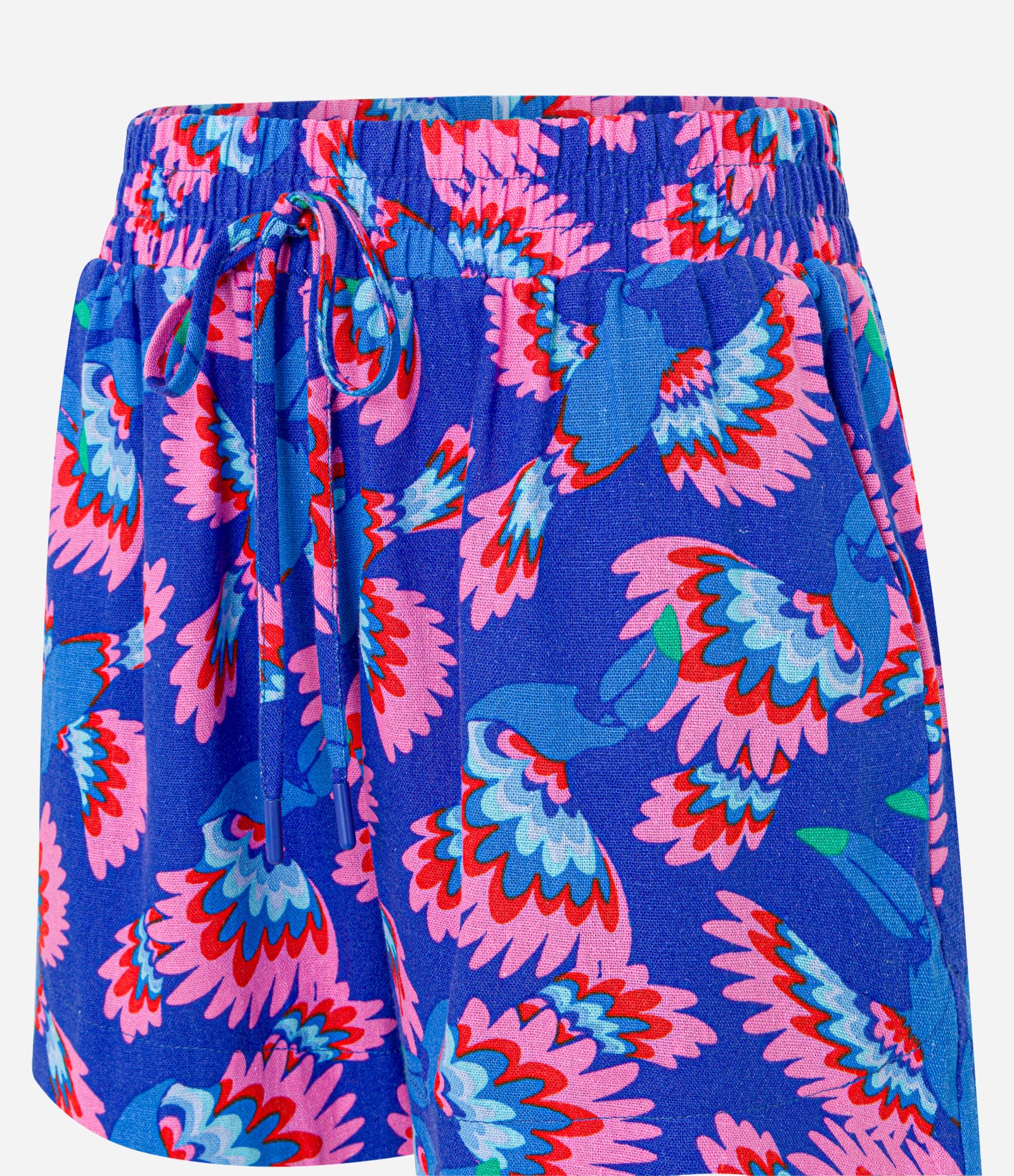Short Runner em Viscose e Linho e Estampa de Tucanos Azul 6