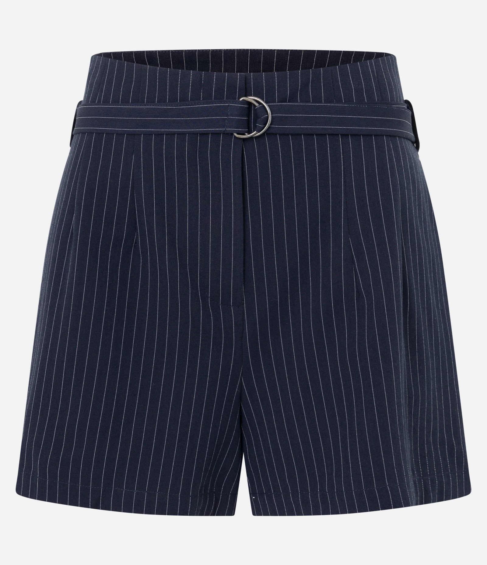 Short Clochard em Alfaiataria com Cinto e Listras Risca de Giz Azul Marinho 4