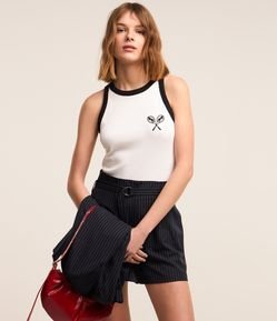 Regata em Ribana com Bordado de Raquete e Cavalinhos