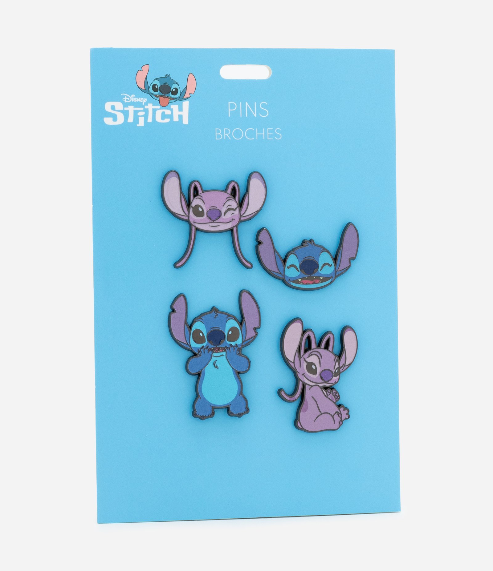 Kit 04 Broches em Metal do Stitch e Angel Azul/Lilás 3