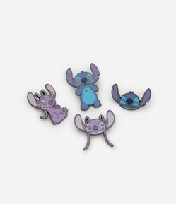 Kit 04 Broches em Metal do Stitch e Angel