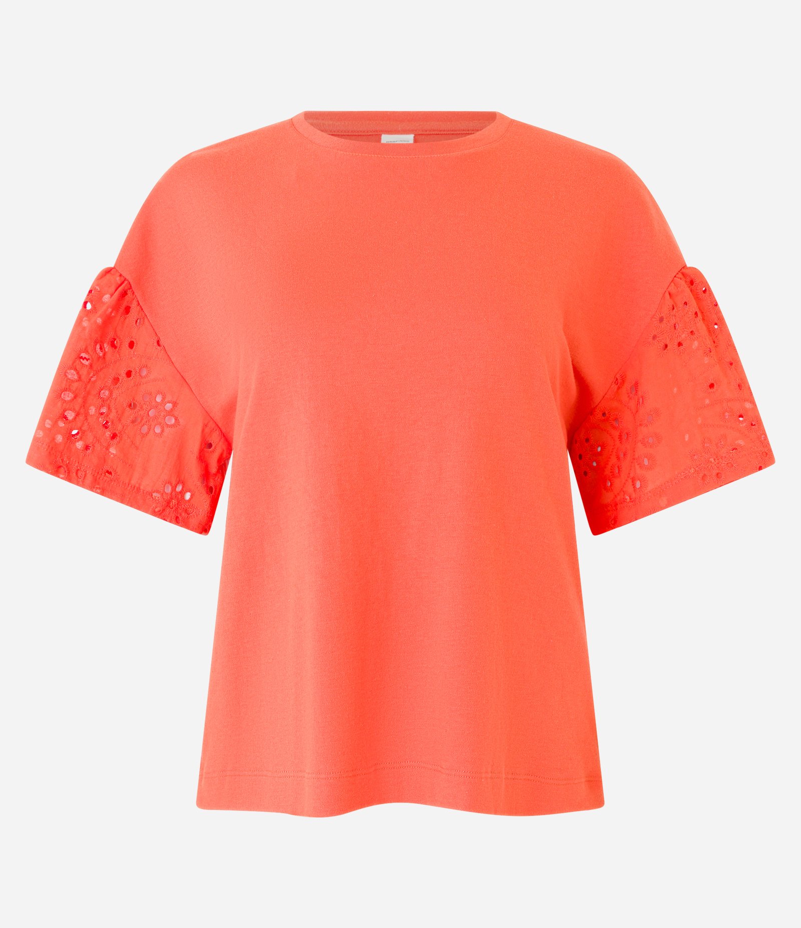 Blusa em Suedine com Recorte Bufante na Manga e Texturas Laise Laranja 1