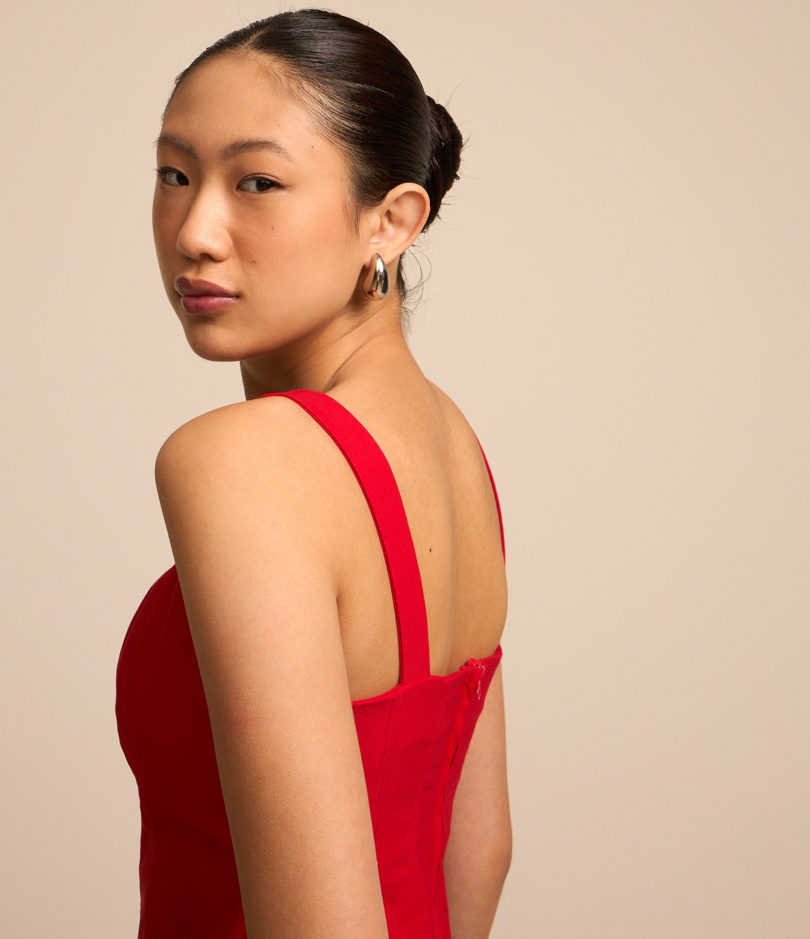 Blusa Cropped em Bengaline com Decote Quadrado Vermelho 3