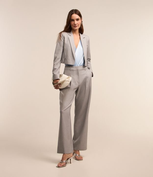 Body sem Manga em Chiffon com Decote Transpassado