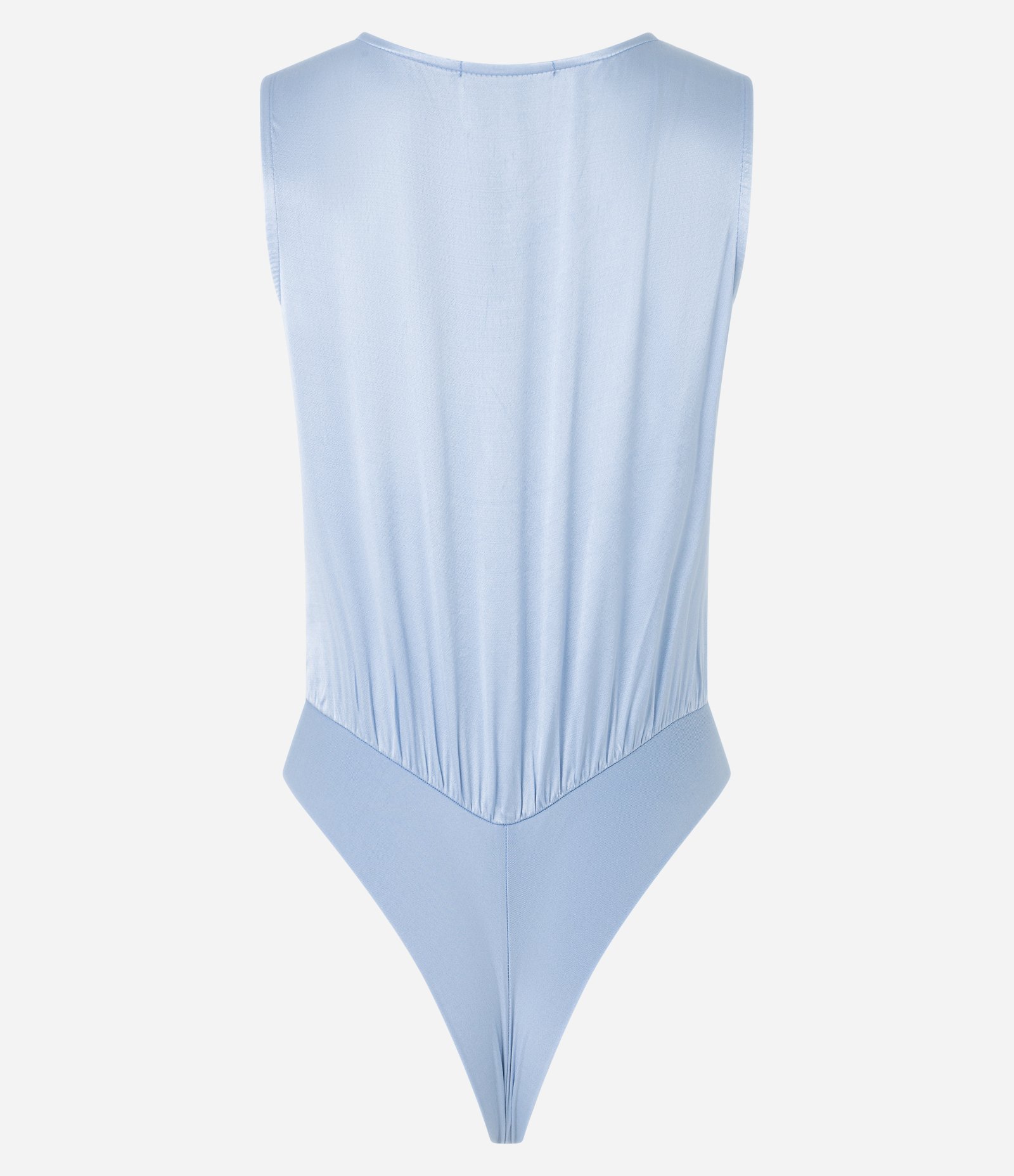 Body sem Manga em Chiffon com Decote Transpassado Azul 4