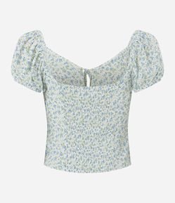 Blusa em Viscose Floral Liberty com Amarração e Abertura Frontal
