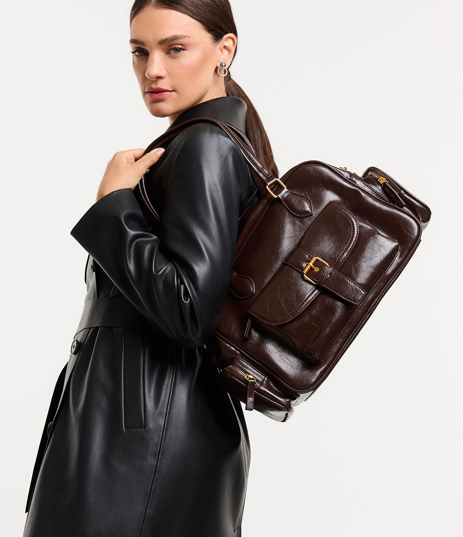 Bolsa Shoulder Grande em Pu com Bolso Frontais e Laterais U 1