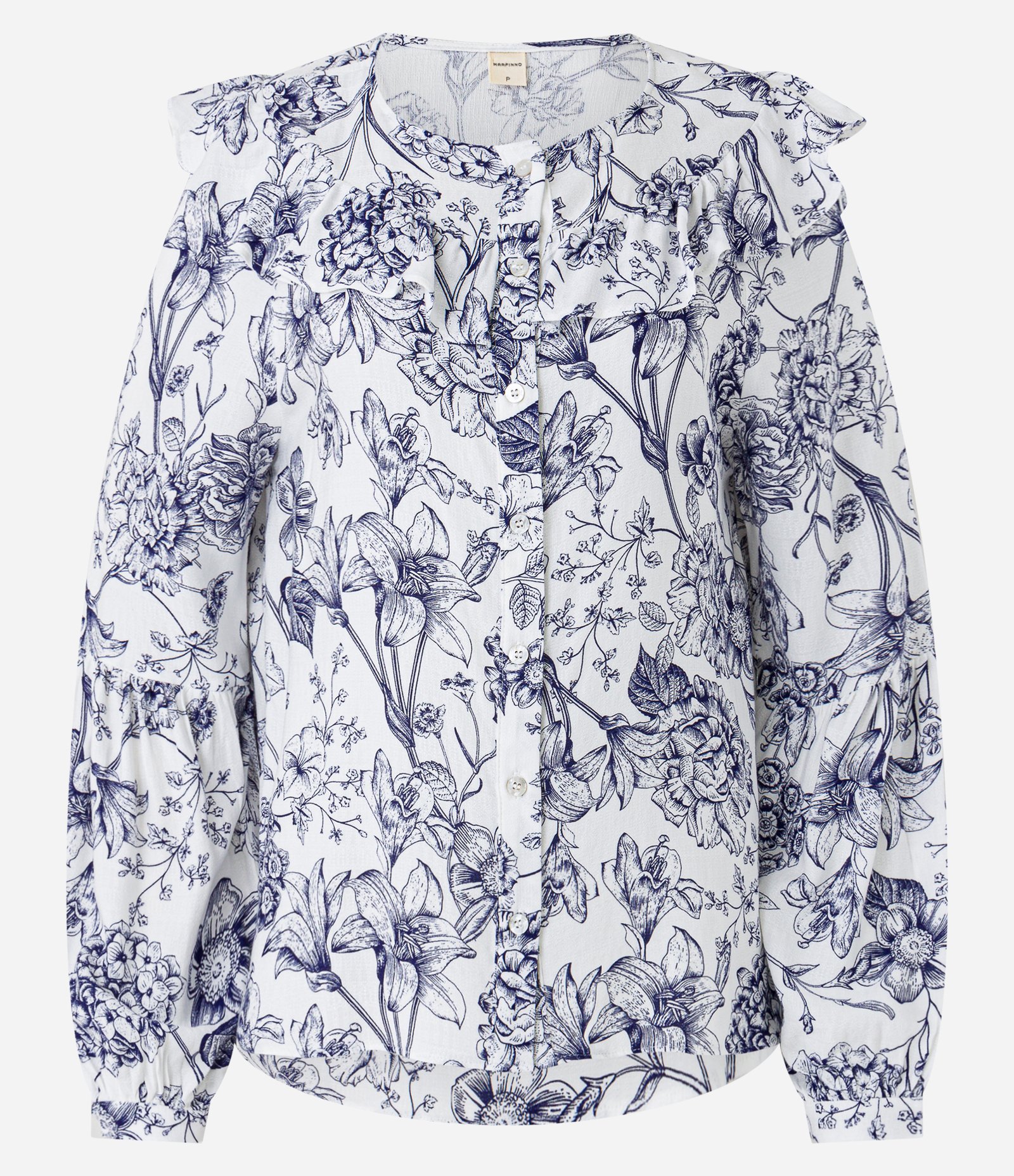 Blusa em Viscose com Babado na Gola e Estampa Floral Off White 5