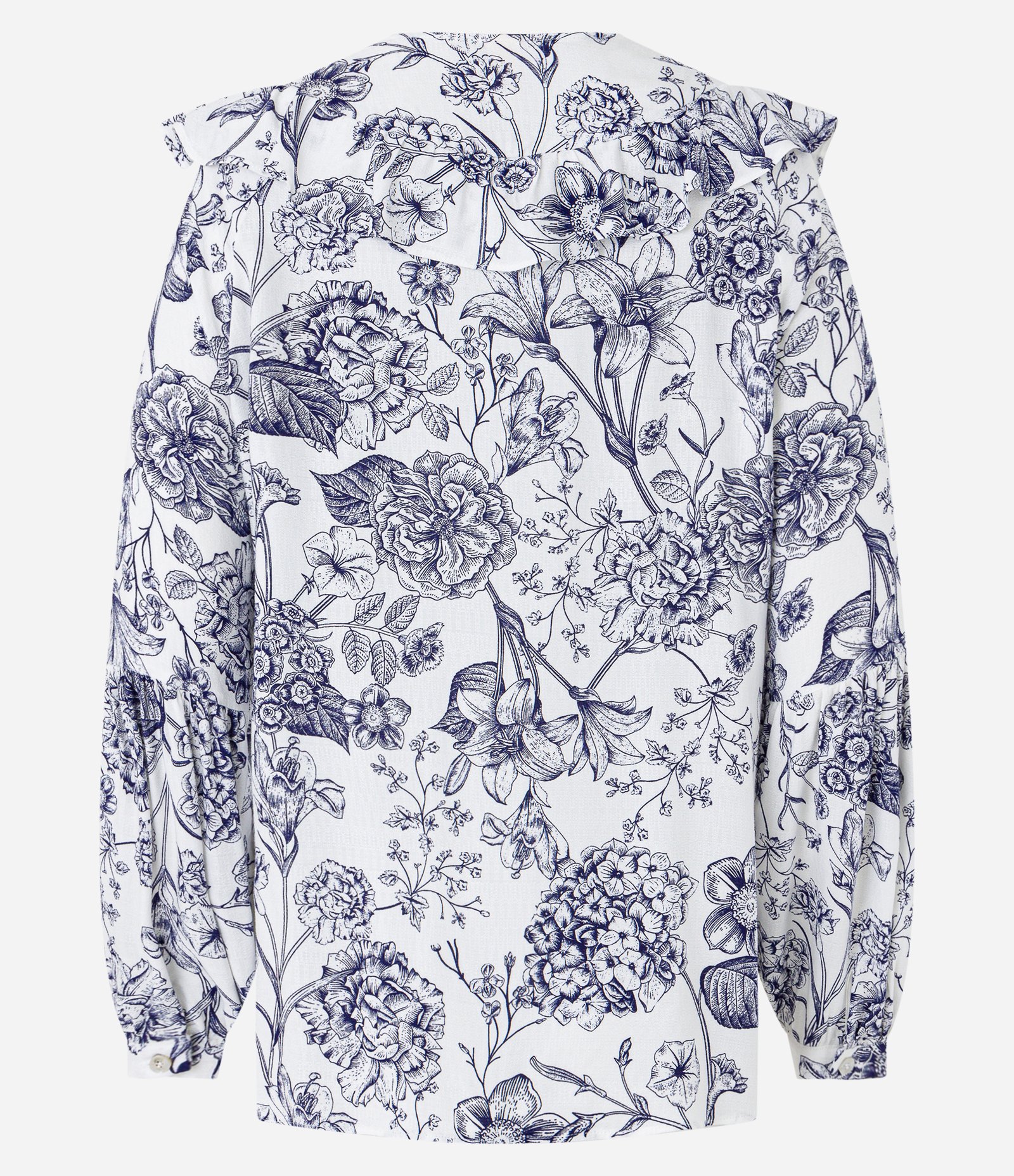 Blusa em Viscose com Babado na Gola e Estampa Floral Off White 6