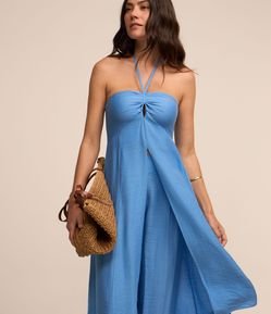 Blusa Túnica em Viscolinho com Amarração no Pescoço