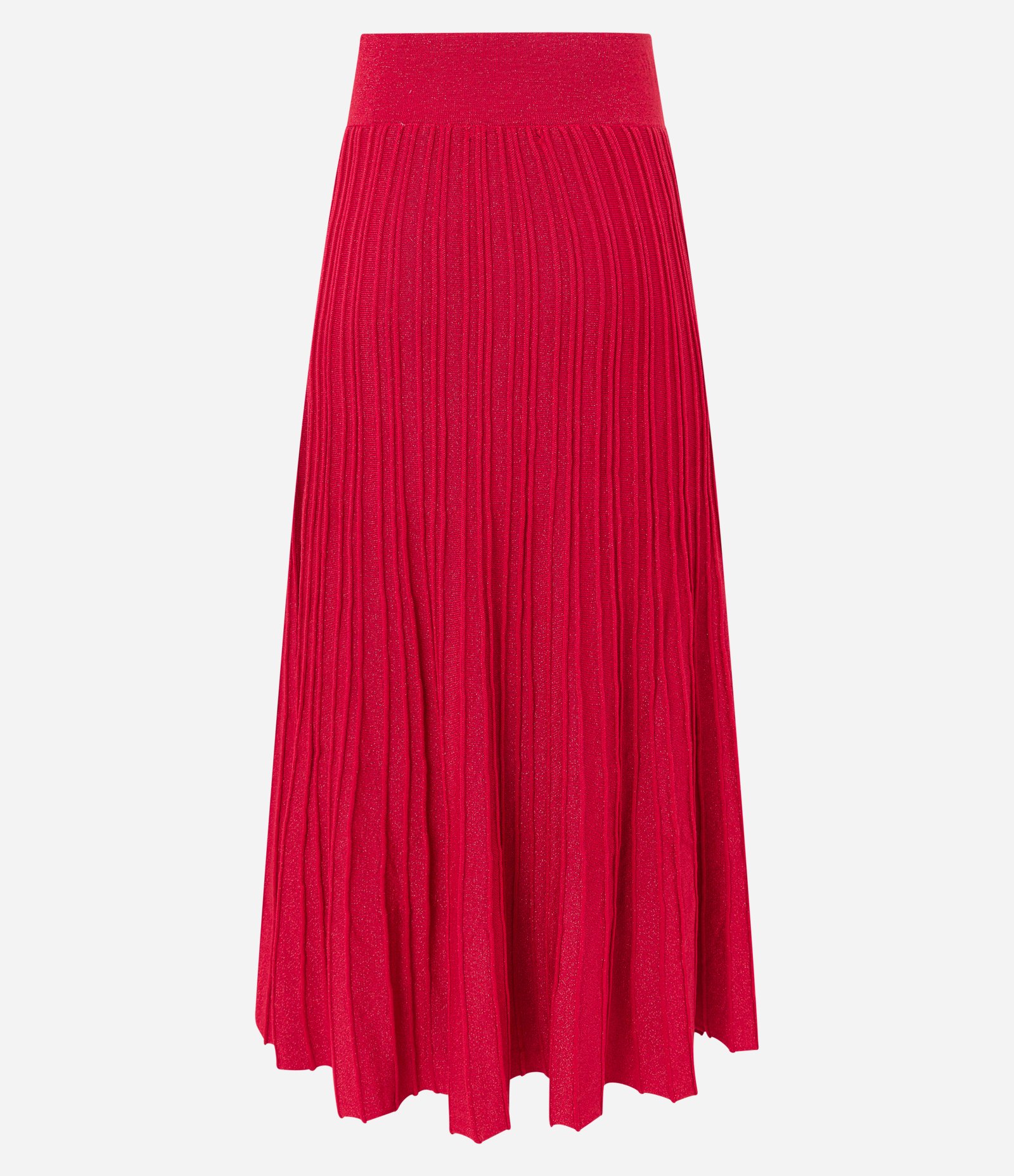 Saia Evasê Midi em Tricô com Fio Metalizado Vermelho 7