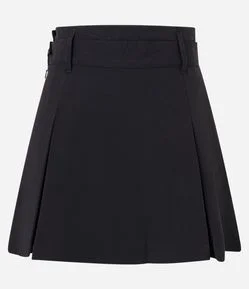 Short Saia em Alfaiataria com Cós Duplo e Pregas