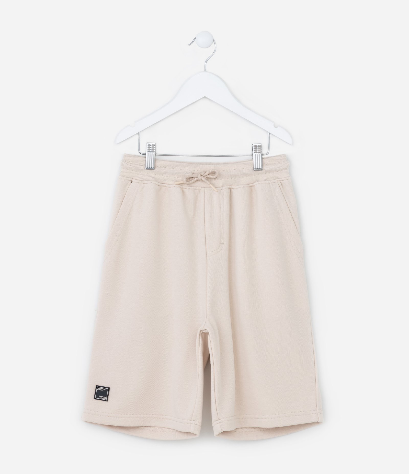 Bermuda Infantil em Moletom com Bolsos - Tam 5 a 14 Anos Bege 1