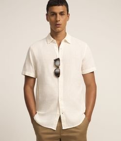 Camisa Regular em Algodão com Textura Rajada