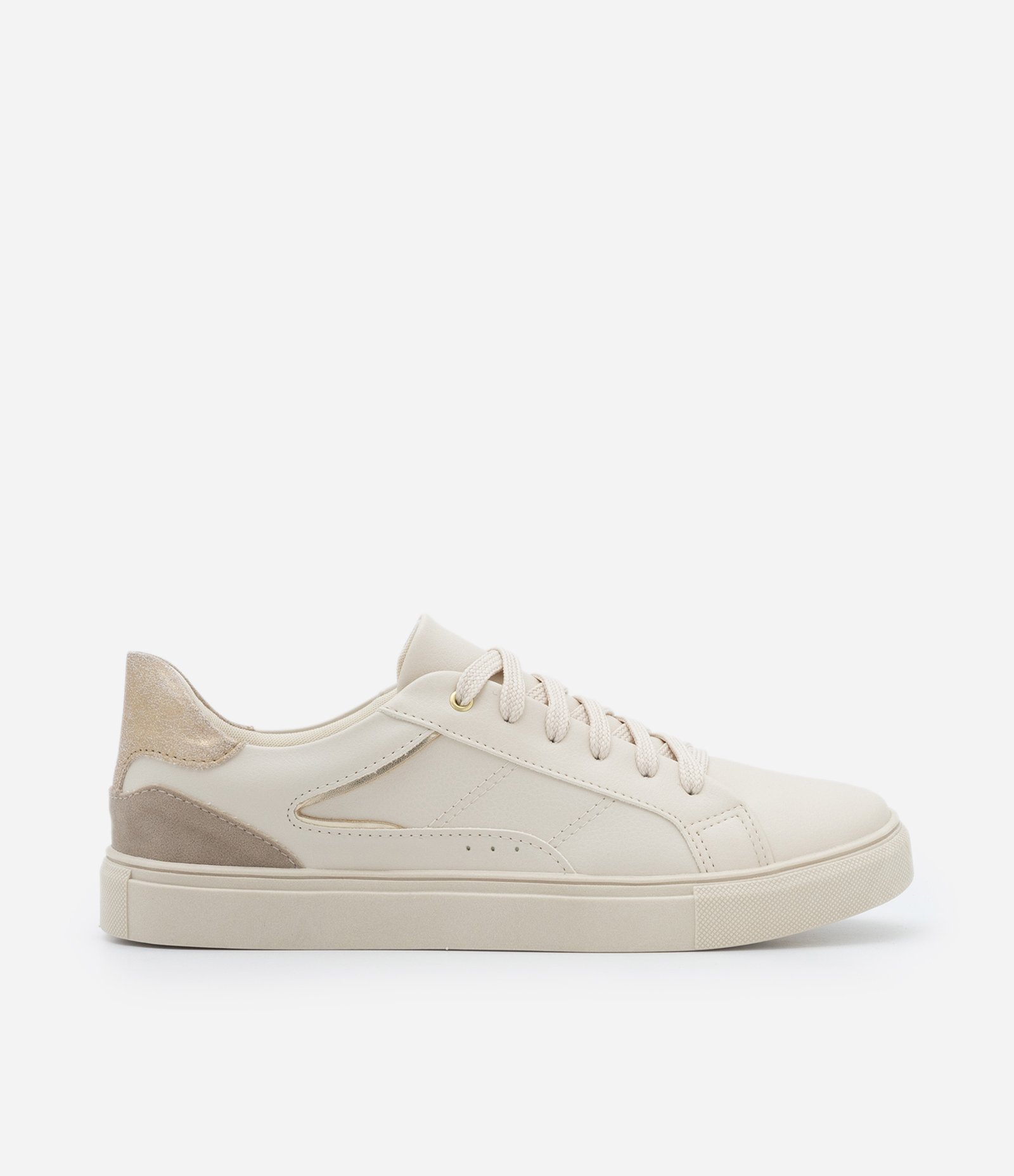 Tênis Cano Curto com Sola Flat e Recortes Contrastantes Off White 1