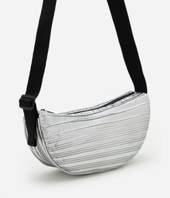 Bolsa Meia Lua Média Metalizada com Alça de Gorgorão