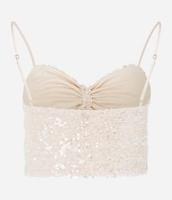 Blusa Cropped em Paetês e Recorte no Busto