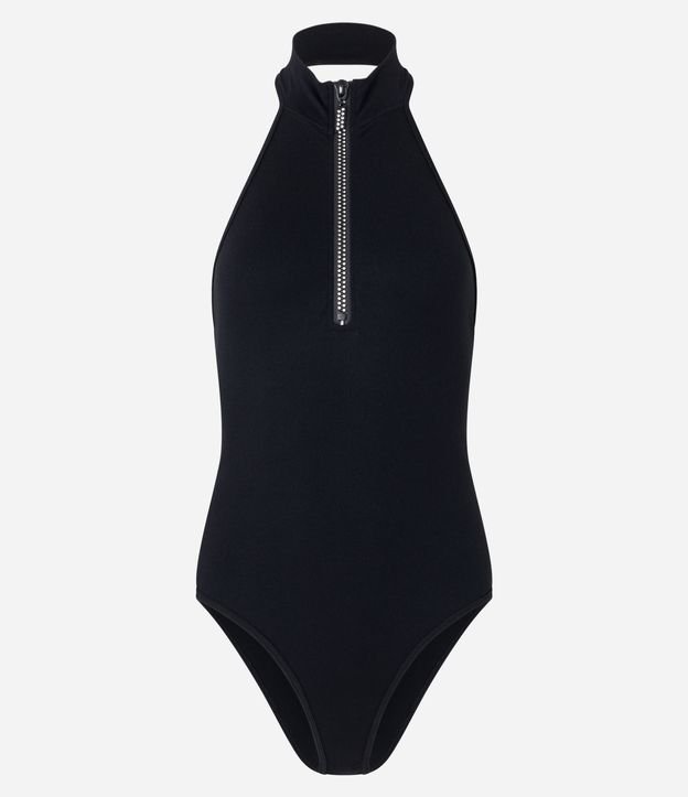 Body em Poliamida Seamless e Decote Halter com Zíper