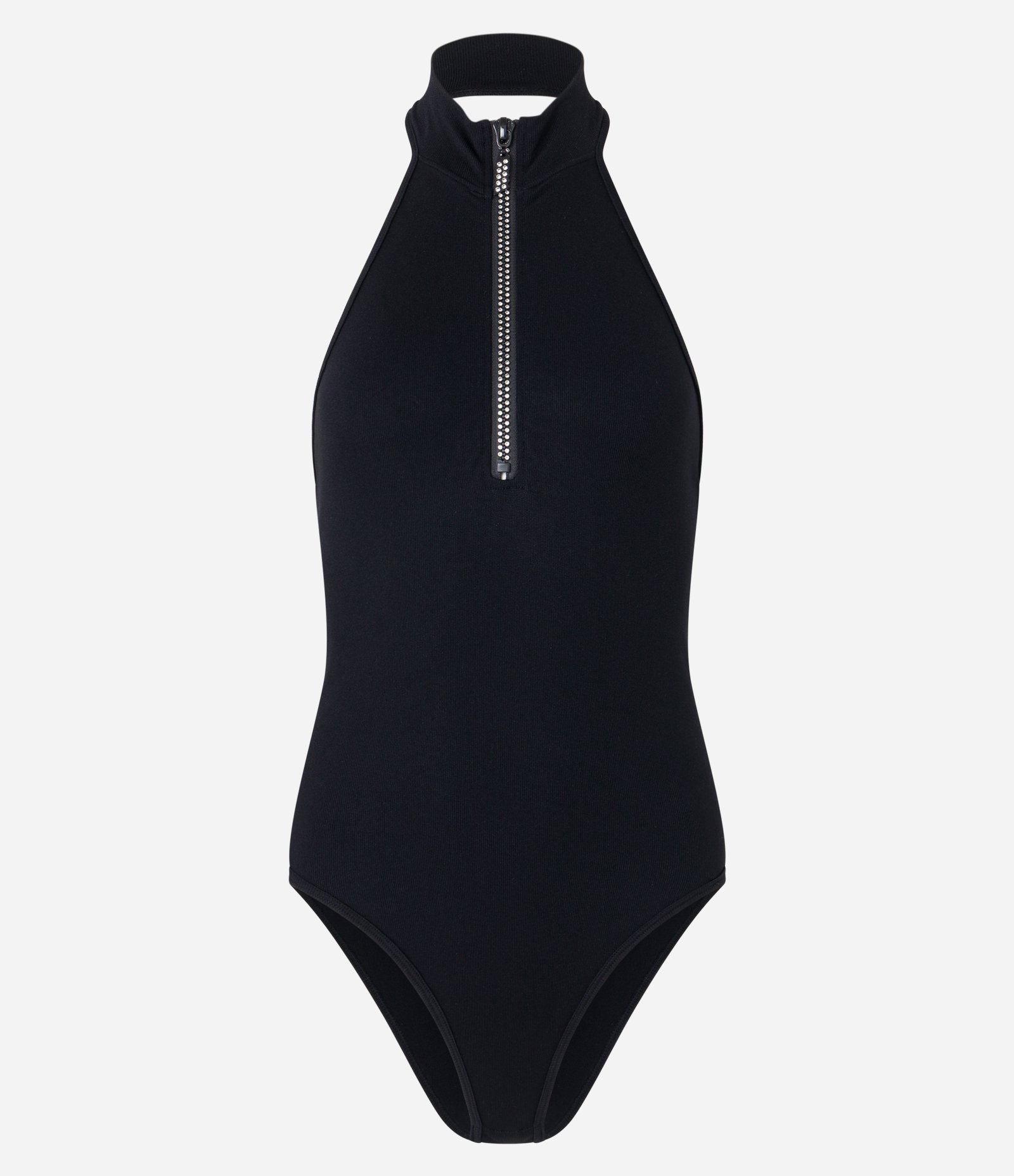 Body em Poliamida Seamless e Decote Halter com Zíper Preto 1