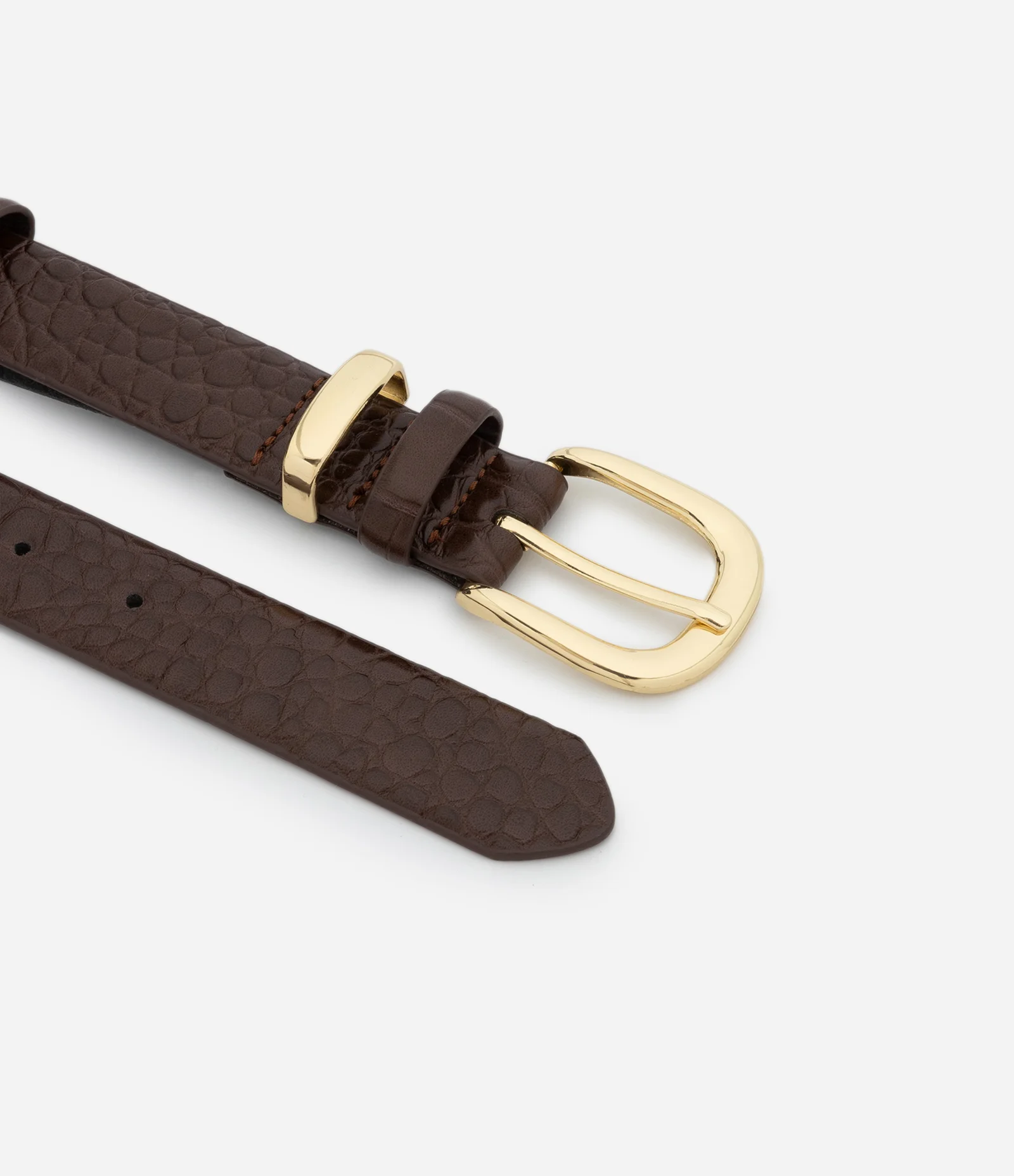 Cinto Médio com Textura Croco e Fivela e Passante Metálicos 2