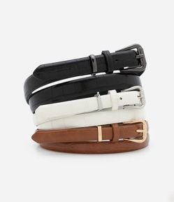 Kit 03 Cintos Finos com Textura Croco