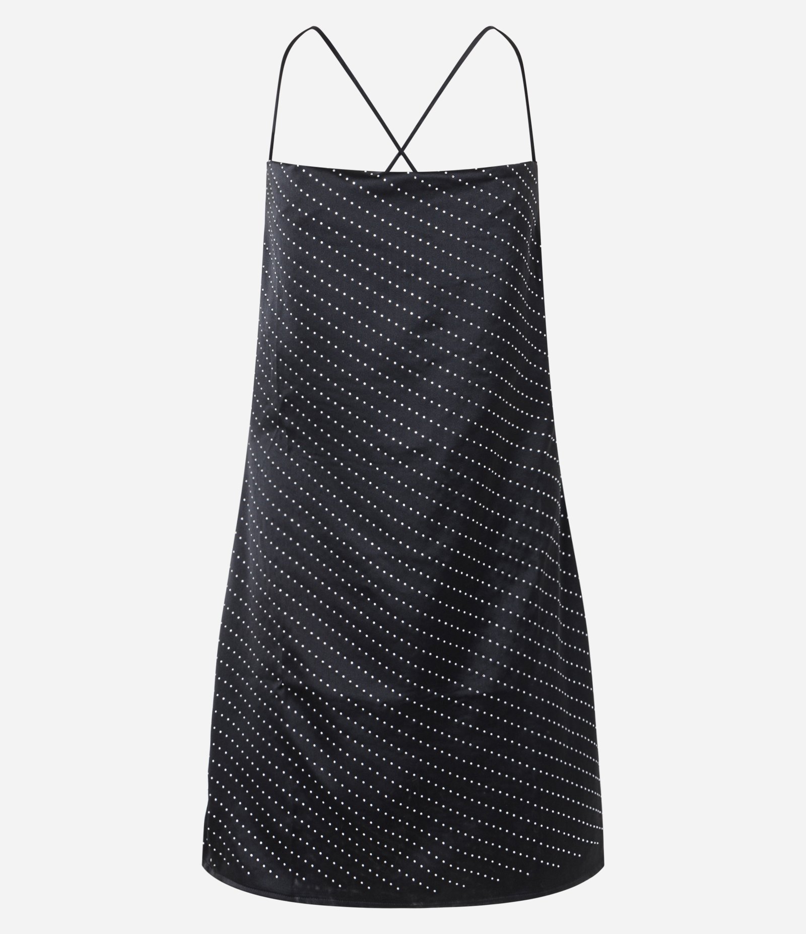 Vestido Curto em Cetim com Decote Degagê e Brilhos Aplicados Preto 5
