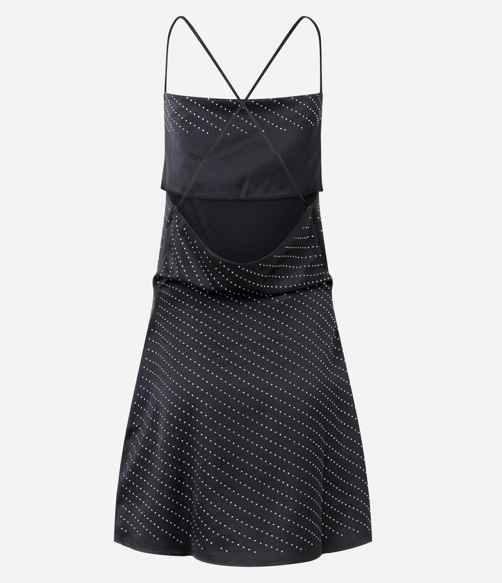 Vestido Curto em Cetim com Decote Degagê e Brilhos Aplicados Preto 7