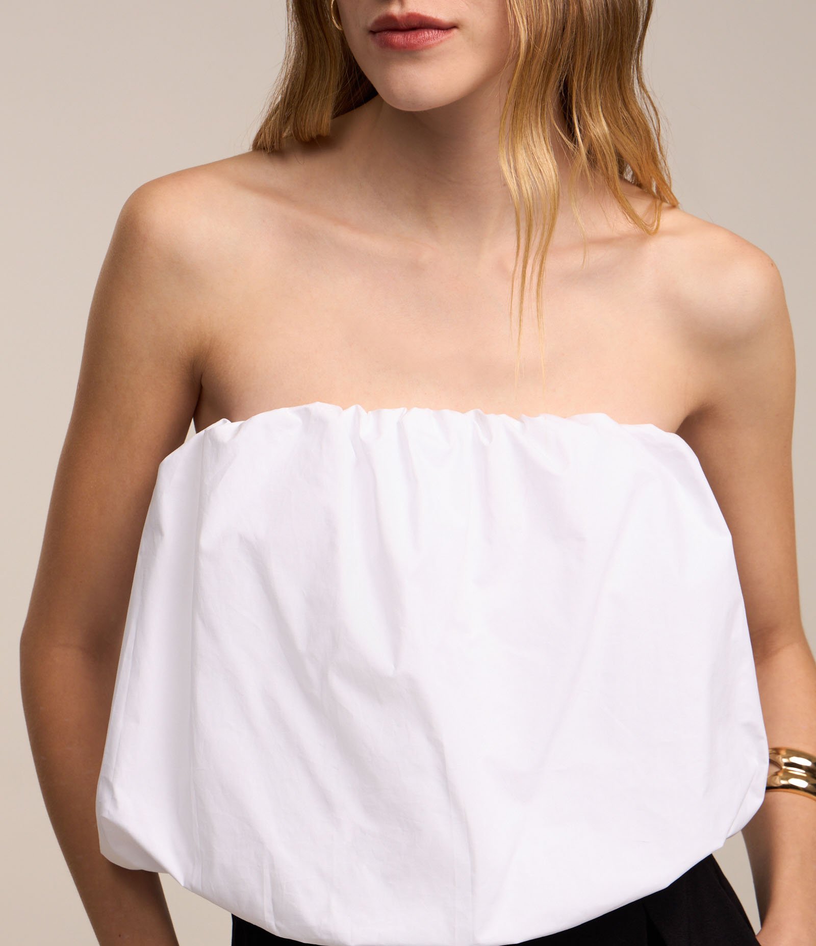 Body Tomara que Caia em Tricoline com Efeito Balonê Branco Neve 3