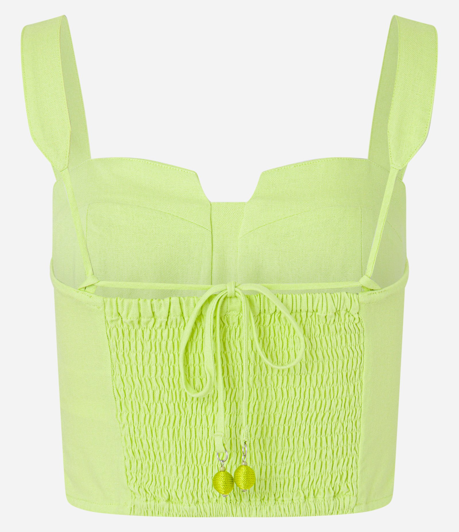 Blusa Cropped em Viscose e Linho com Amarração nas Costas Verde 6