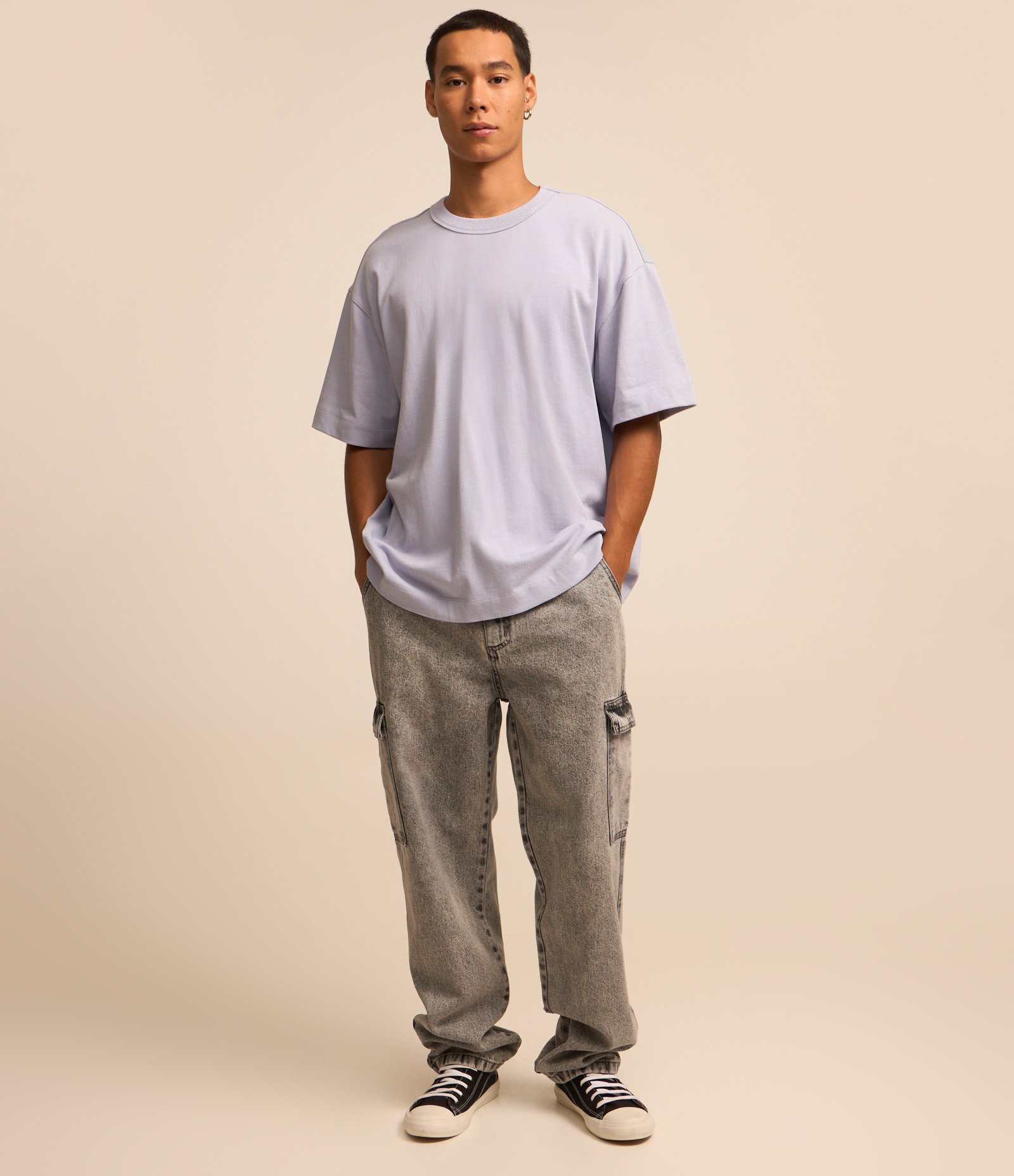 Camiseta Boxy em Algodão com Manga Curta Lilás 2