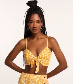 Blusa Cropped em Viscose Dupla Face com Estampa de Abacaxis