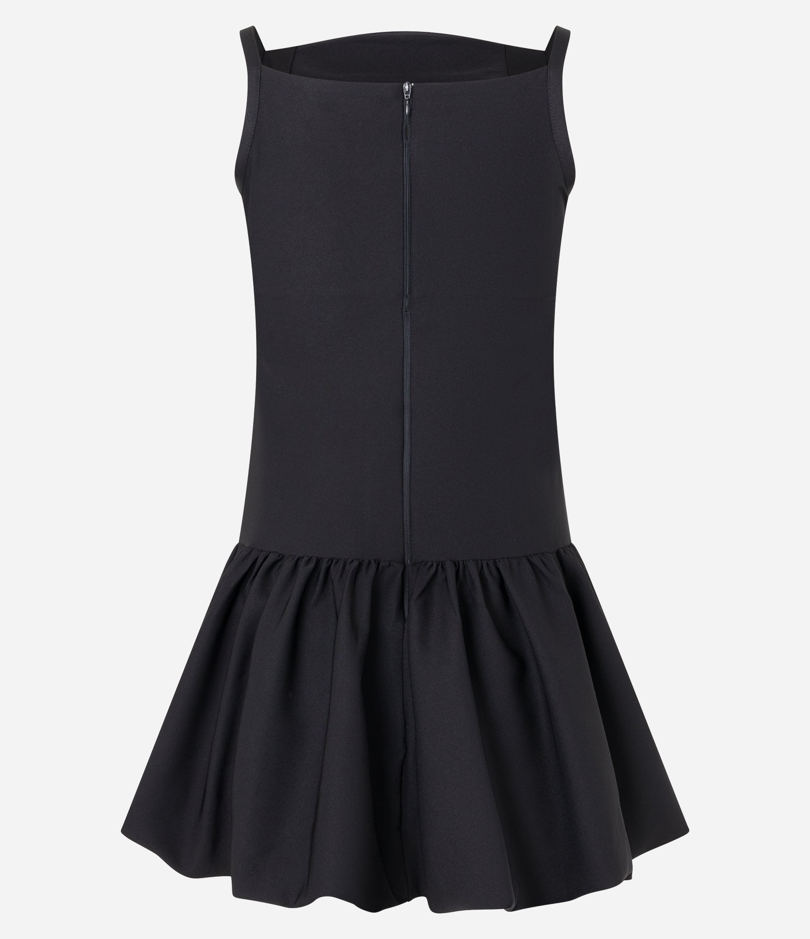 Vestido Balonê Alfaiatado com Zíper nas Costas e Saia com Volume Preto 8