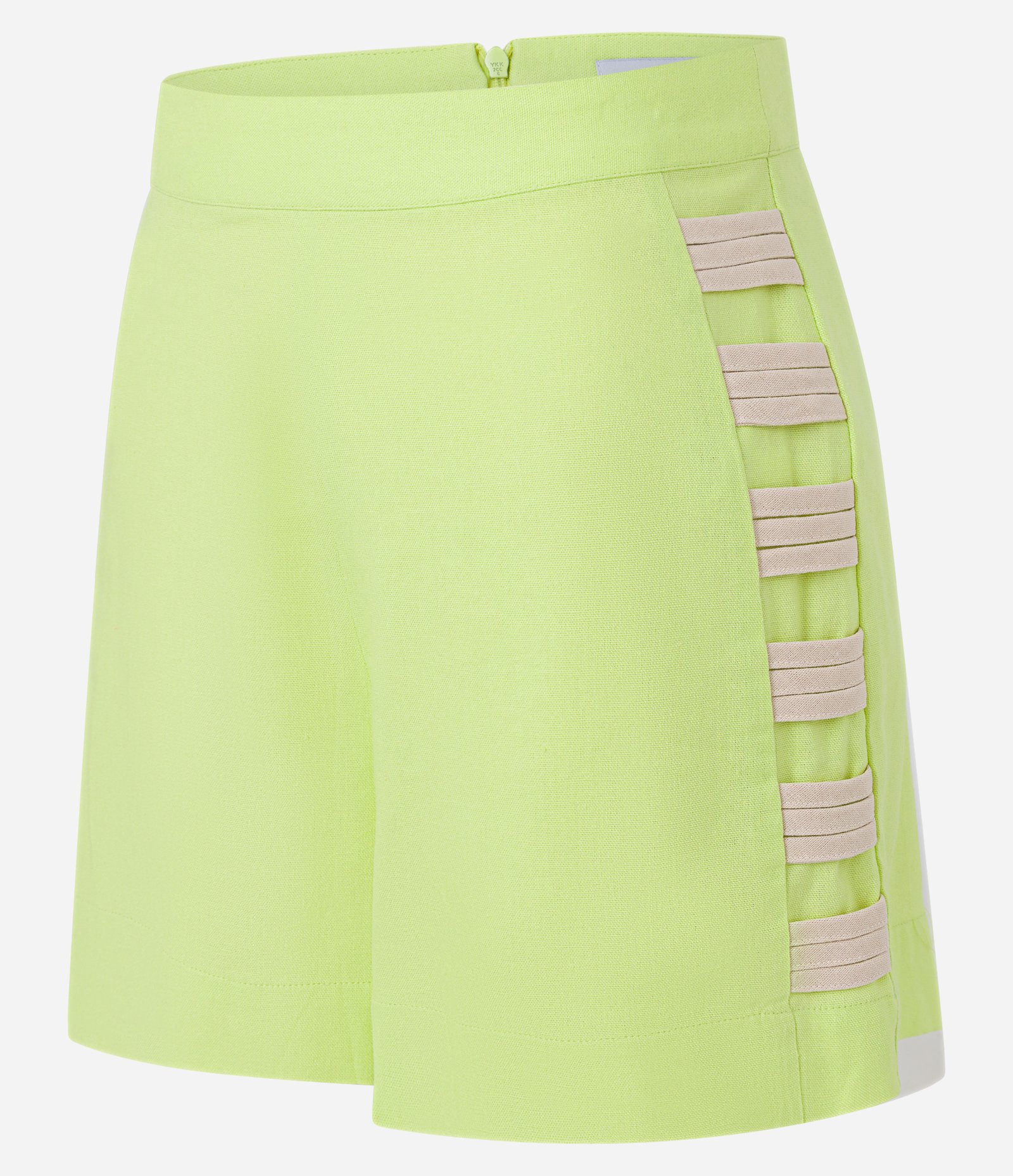 Short Curto em Viscose e Linho com Detalhe de Tiras na Lateral Verde 6