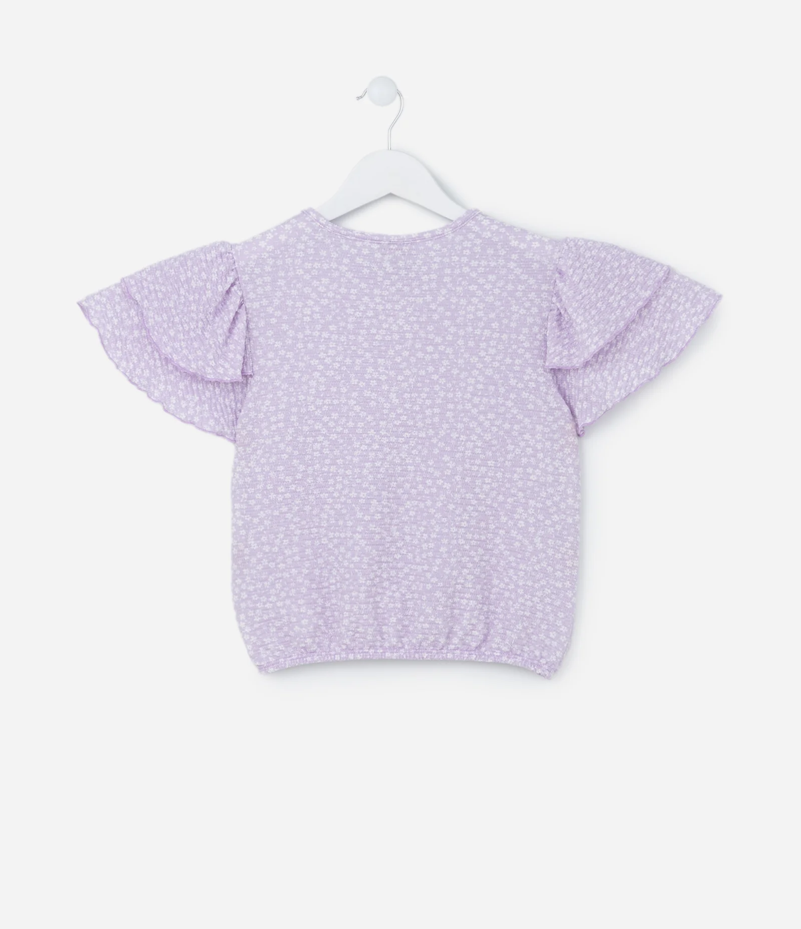 Blusa Infantil Texturizada com Estampa Floral Liberty e Manga Ampla - Tam 5 a 14 anos Lilás 2
