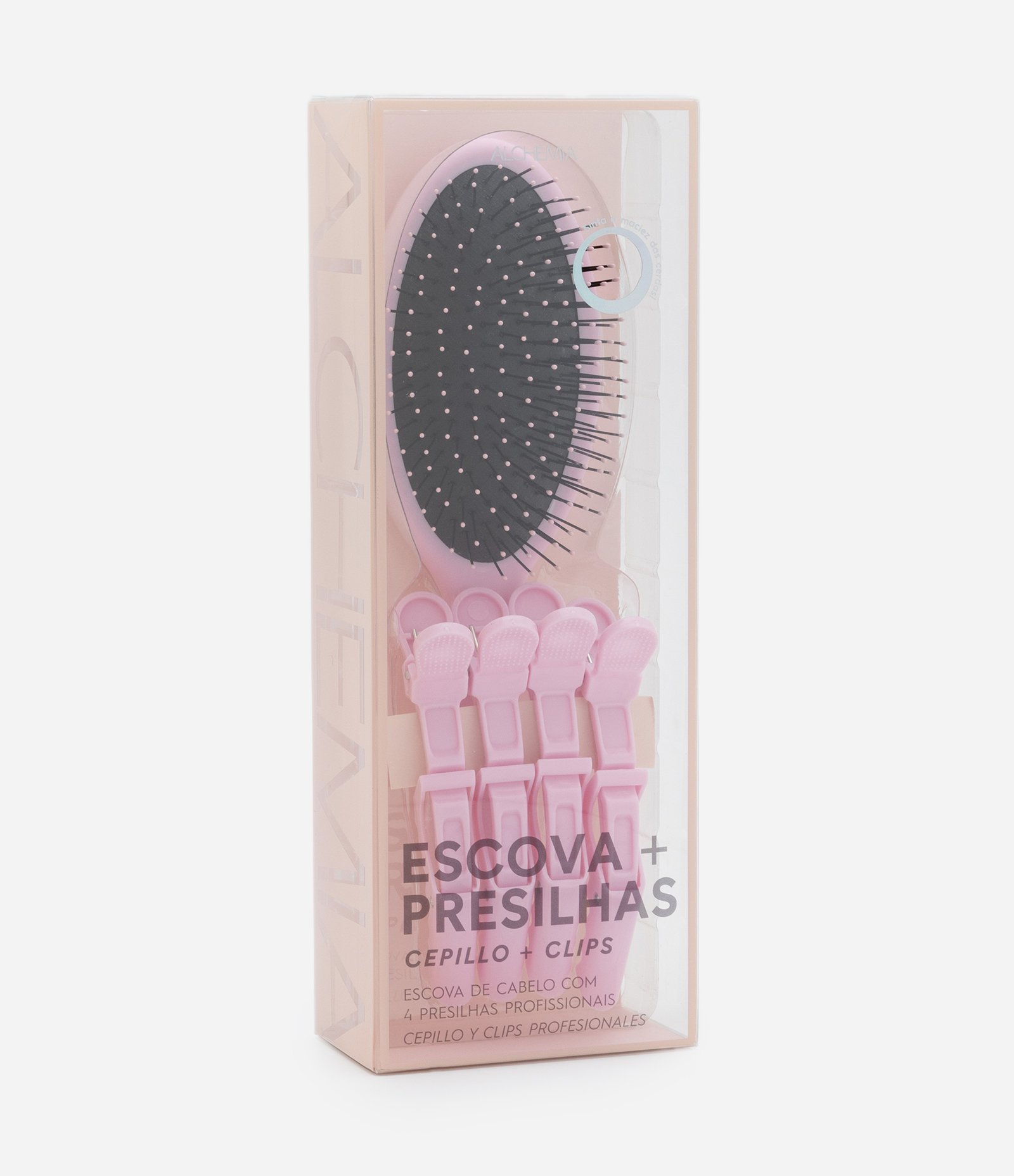 Kit Escova de Cabelo com 04 Presilhas U 2
