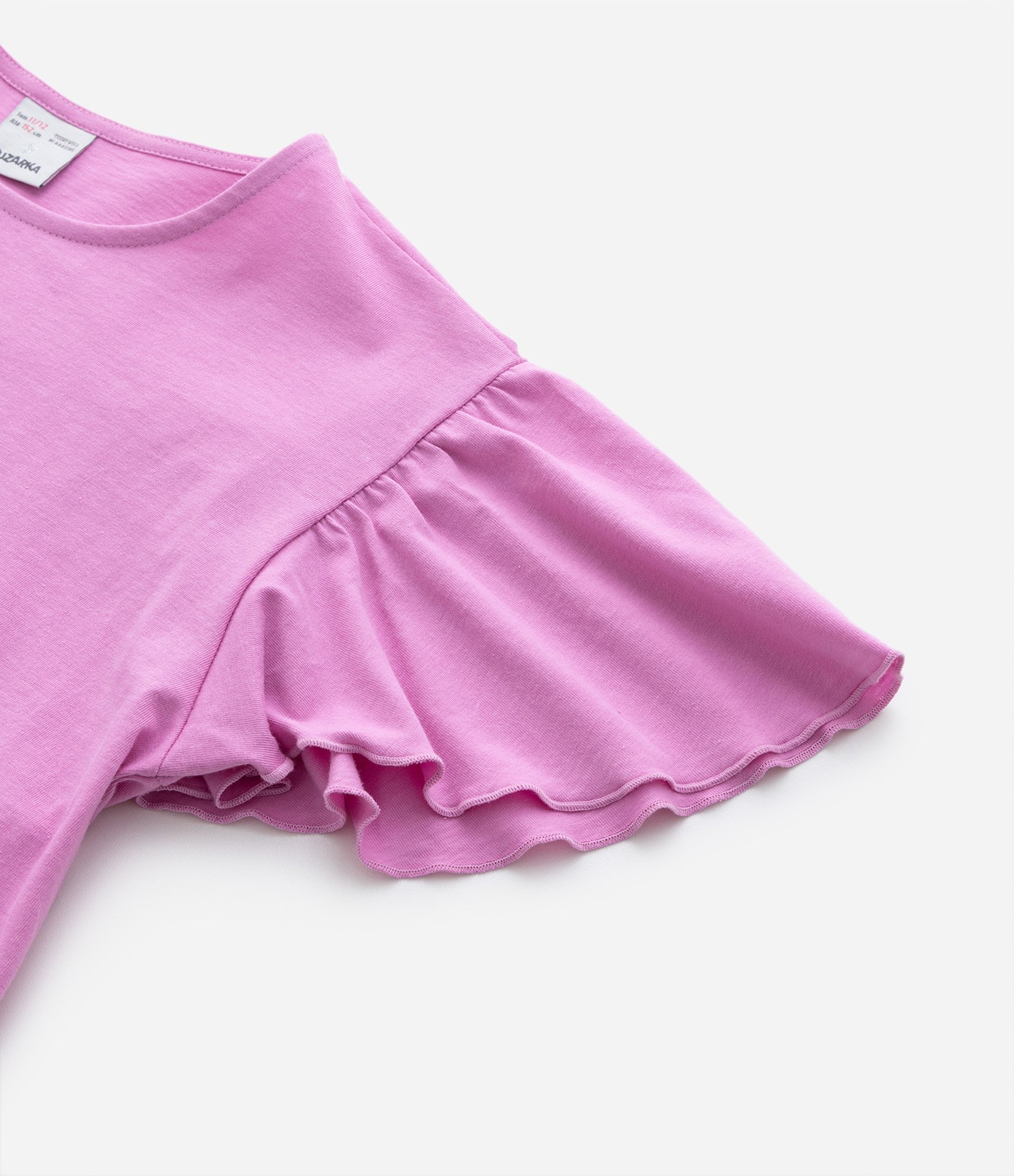 Blusa Cropped Infantil em Algodão com Manga Ampla e Babadinho - Tam 5 a 14 anos Rosa 5