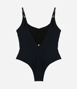 Maiô em Microfibra com Decote nas Costas e Alça Fina