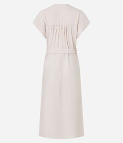 Vestido Chemise Midi em Viscose com Abotoamento e Cinto Faixa com Fivela