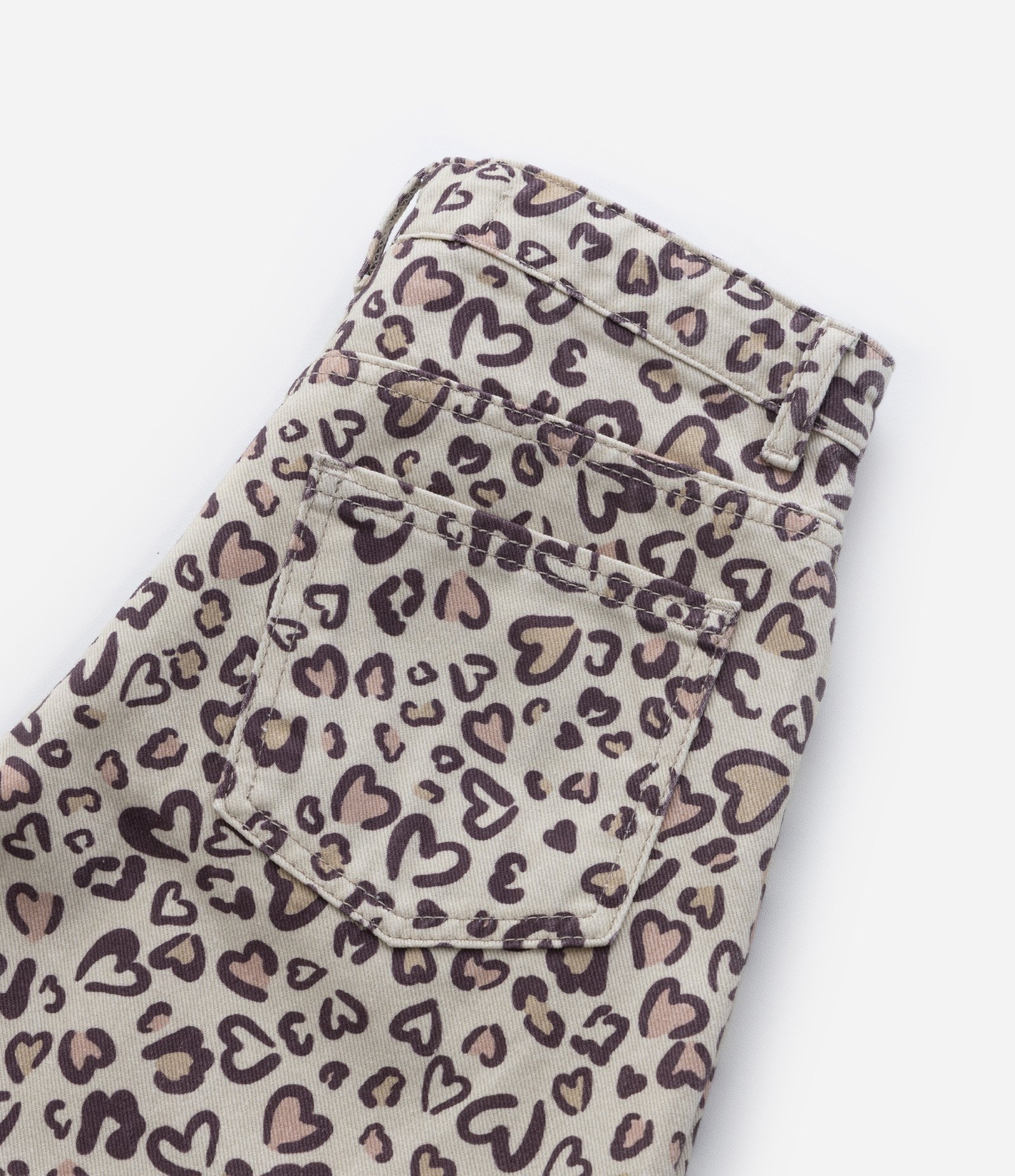 Calça Wide Leg Infantil em Jeans com Estampa de Oncinha - Tam 5 a 14 Anos Bege 5