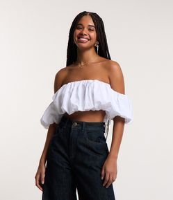 Blusa Ombro a Ombro em Tricoline Balonê