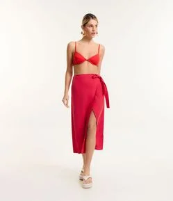 Saída de Praia Saia Midi Envelope em Viscose