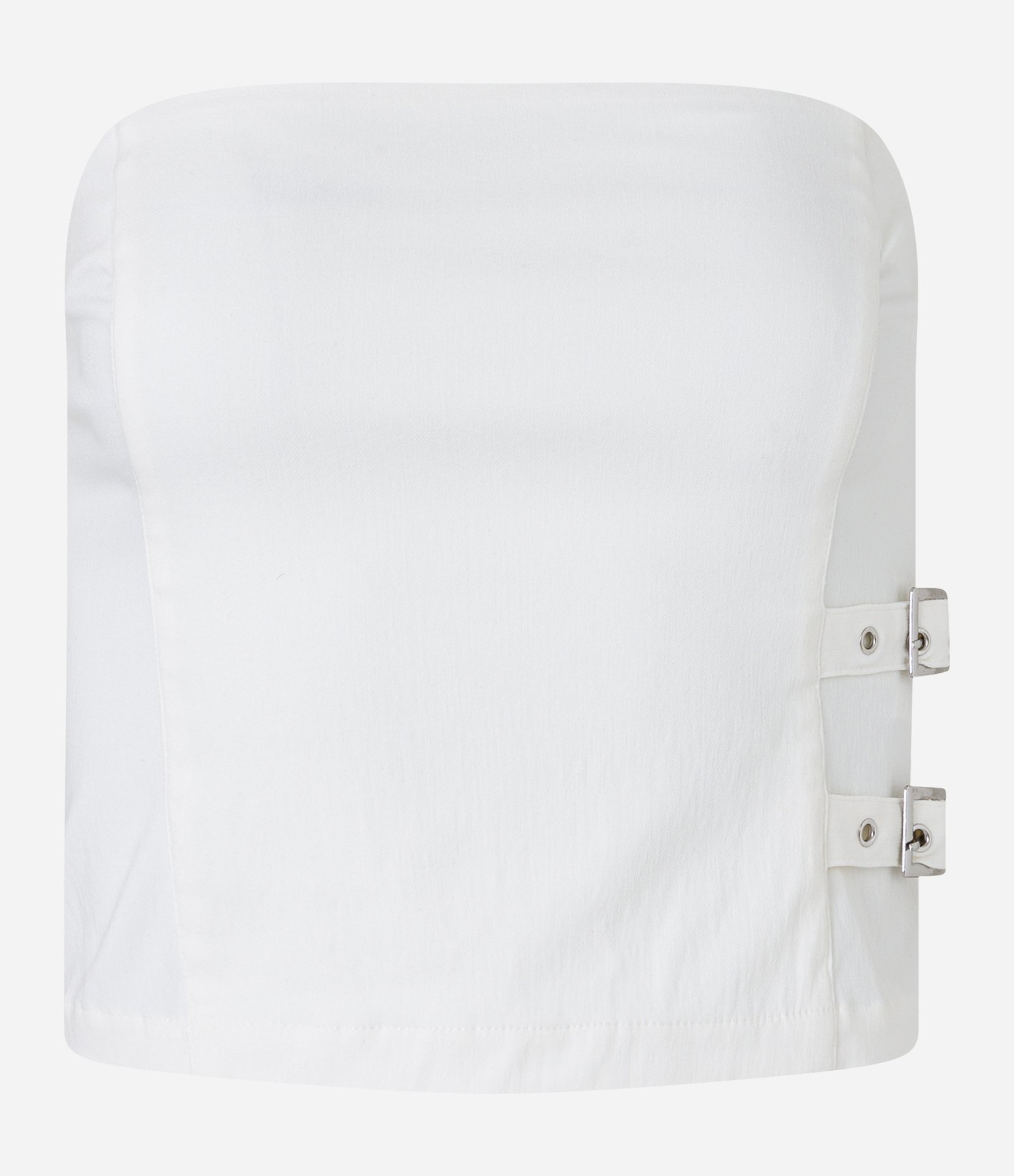 Blusa Tomara que Caia em Bengaline com Fivelas nas Laterais Off White 4