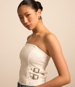 Blusa Tomara que Caia em Bengaline com Fivelas nas Laterais