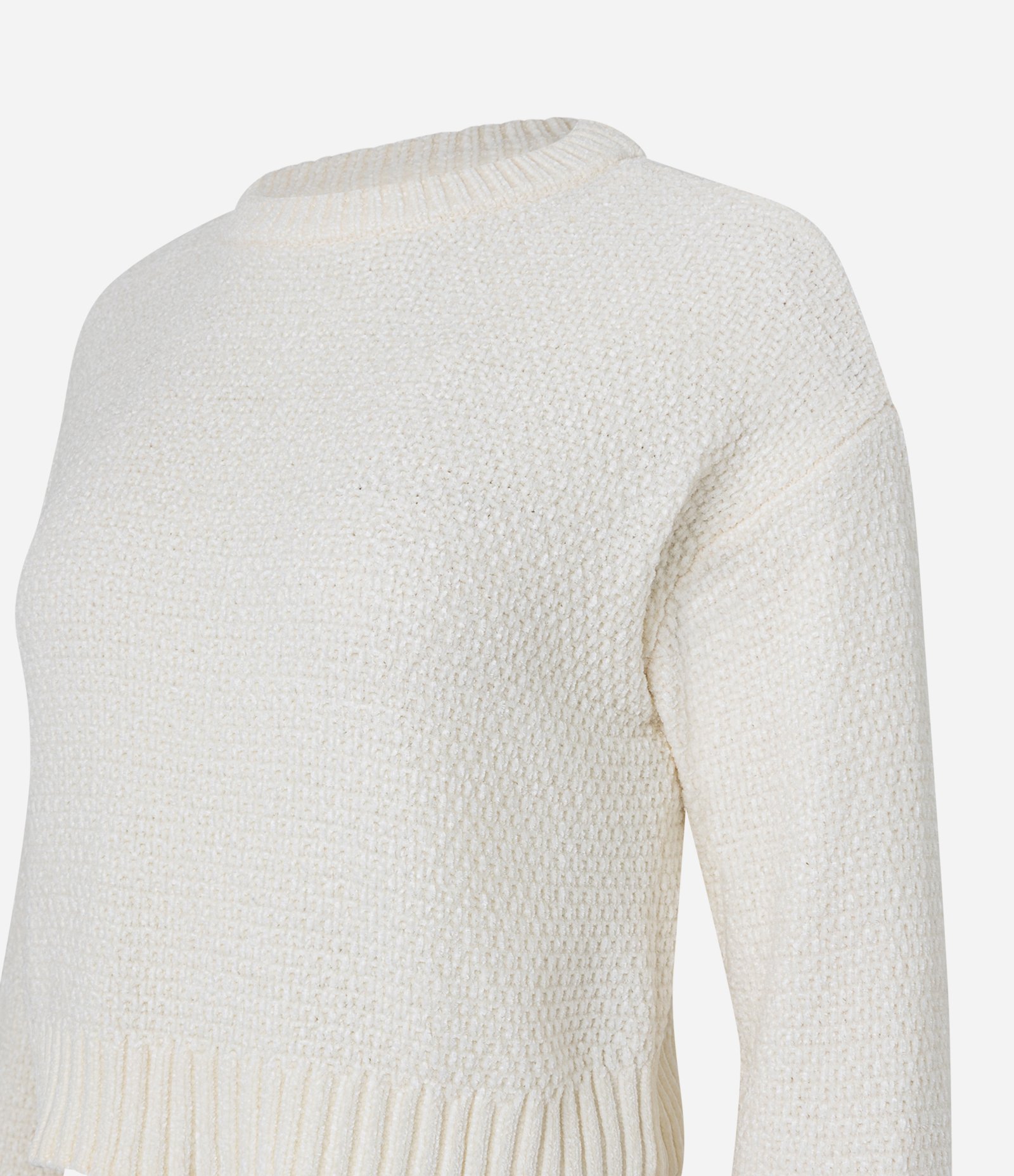 Suéter Curto em Tricô com Ponto Diferenciado Bege 5