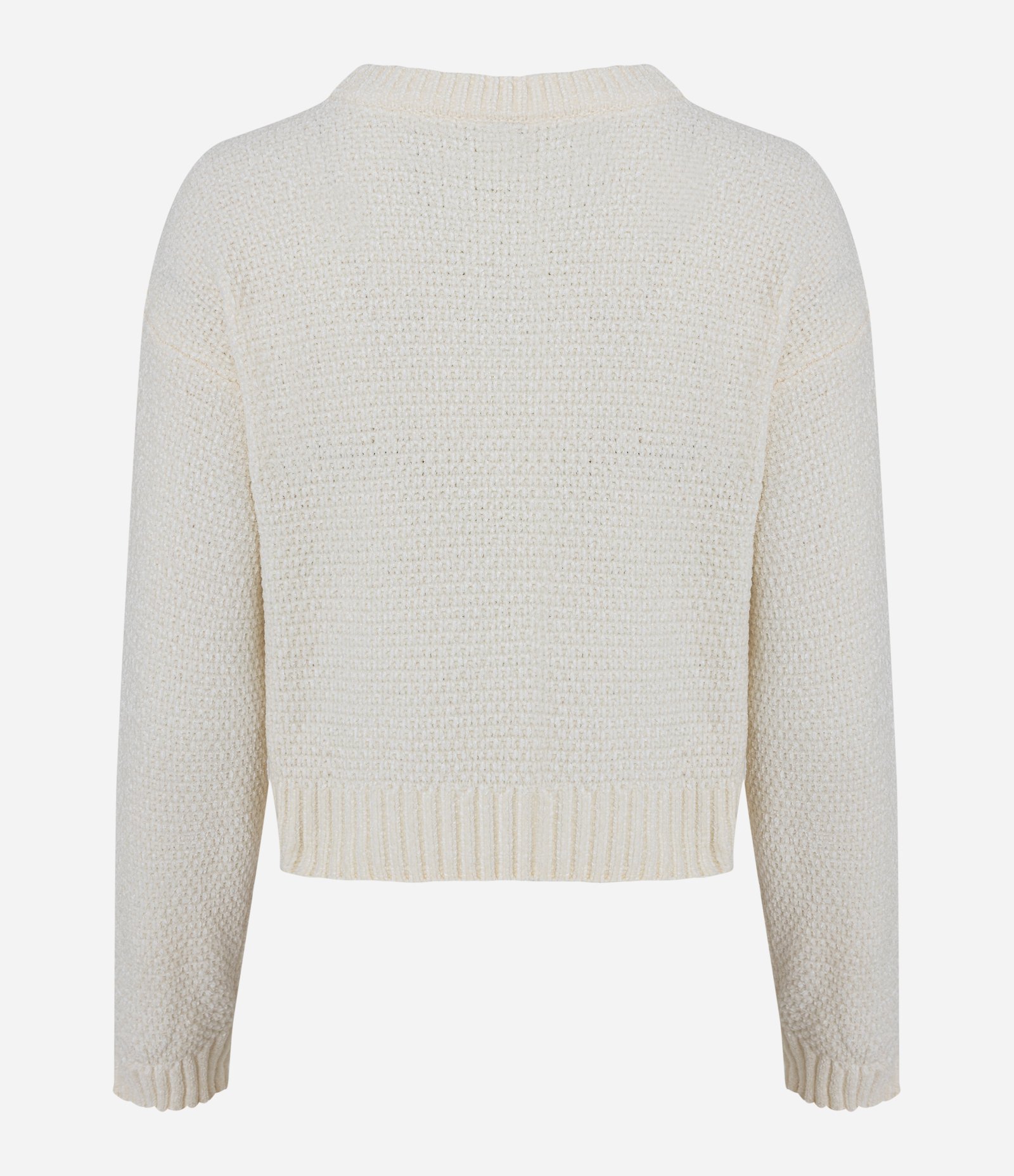 Suéter Curto em Tricô com Ponto Diferenciado Bege 6